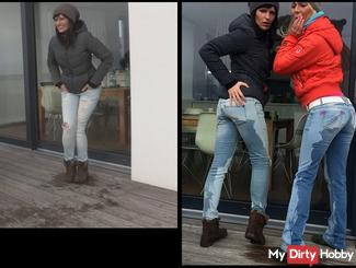 In jeans piss Voyeur star little sexy girl