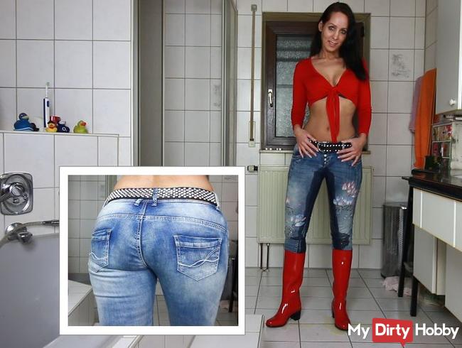 XXL Jeanspiss mit der Gummistiefel-Schlampe