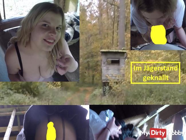 Im Jägerstand doggy gefickt und Gesicht besamt