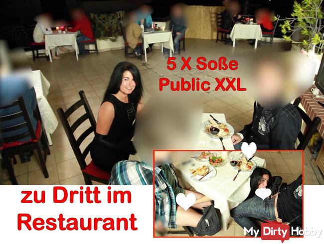 Public extrem! Geiler 3-er im Restaurant! 5x gespritzt