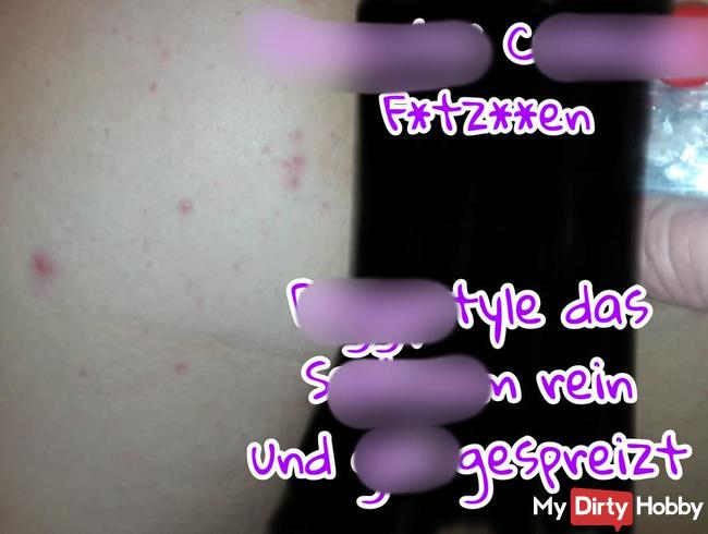 Besamtes Creampie Fötzchen - Doggystyle das Spekulum rein und geil gespreizt