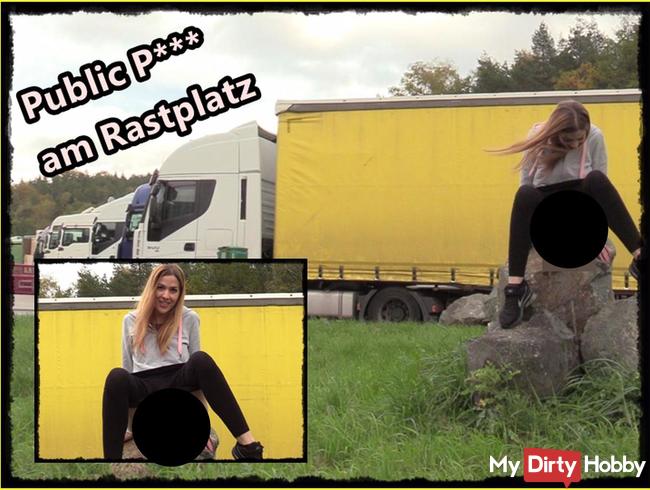 Public Piss! Am Rastplatz laufen gelassen!