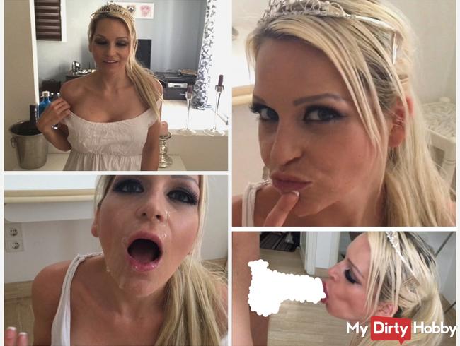 Geile Spermaprinzessin : Wichsdusche in mein Anspritzgesicht !!