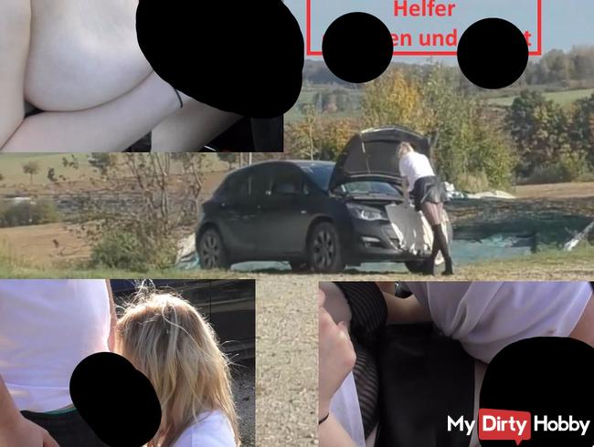 Helfer nach Autopanne geblasen und gefickt